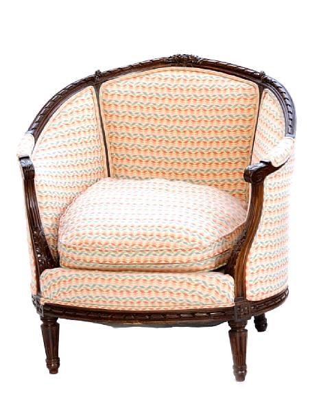 Appraisal: A Louis XVI style mahogany bergere height in width in