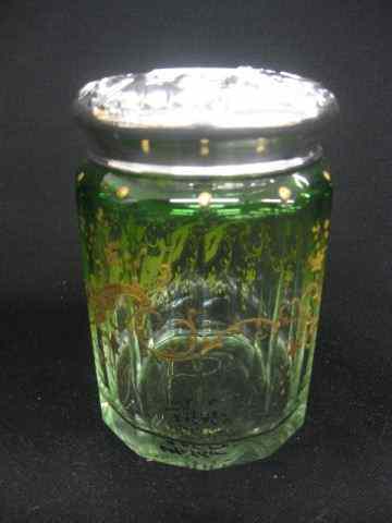 Appraisal: Moser Art Glass Jar emerald to clear with elaborate enameled