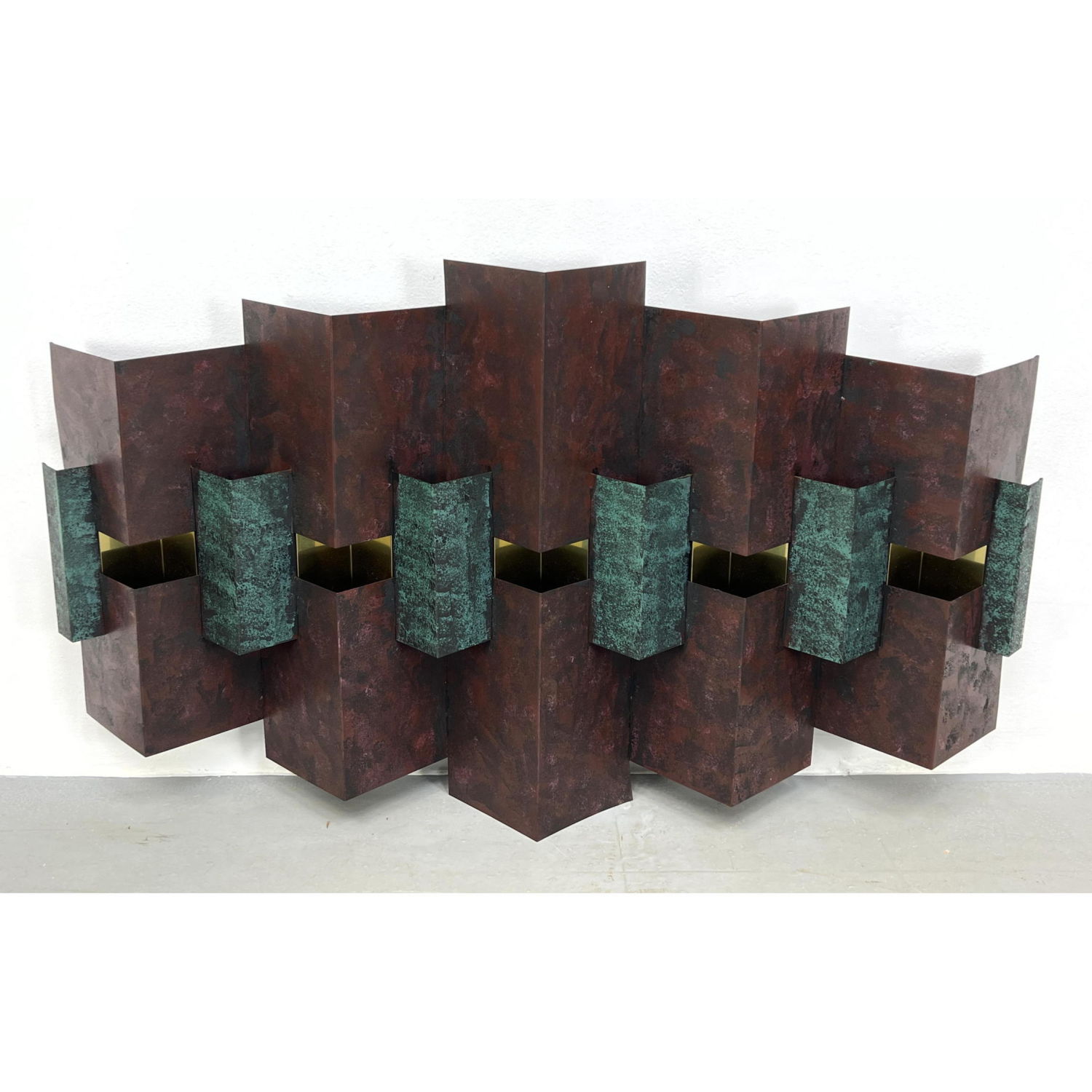 Appraisal: Modernist C JERE Wall Sculpture Folded design in contrasting painted