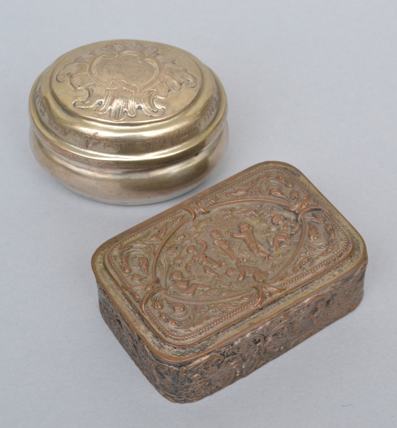 Appraisal: TH CENTURY AMERICAN SILVER ON COPPER BOX TOGETHER WITH A