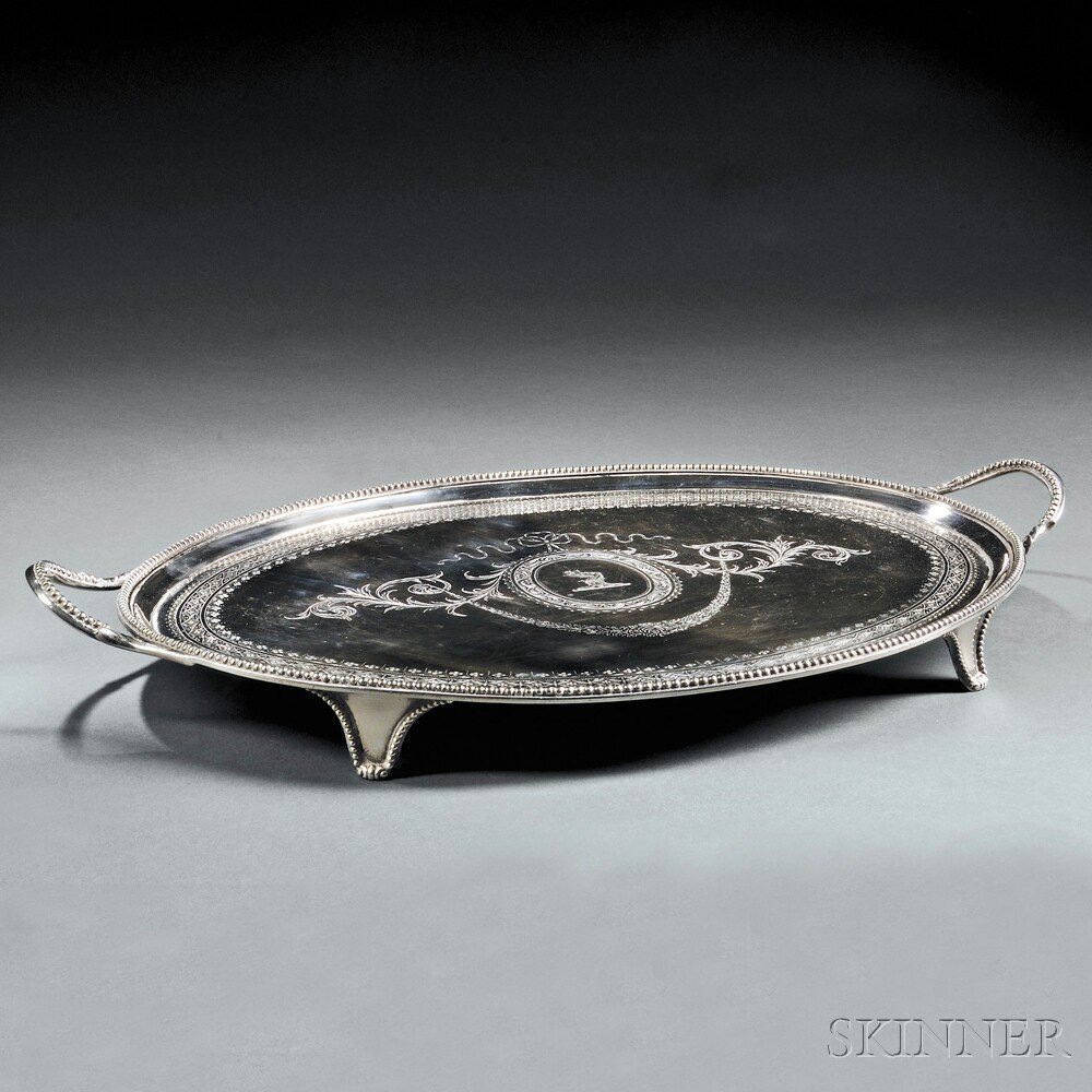 Appraisal: George III Sterling Silver Tray London - John Crouch I