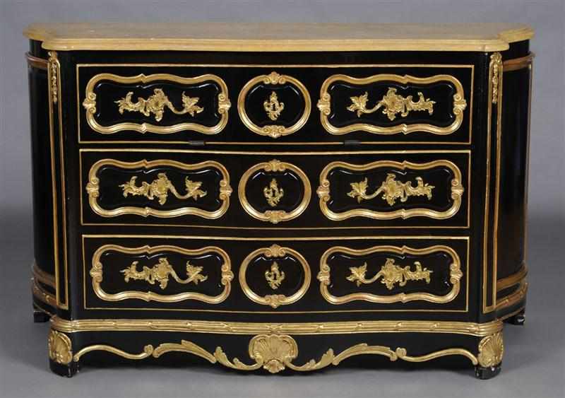 Appraisal: R GENCE STYLE GILT-METAL MOUNTED BLACK LACQUER AND PARCEL GILT