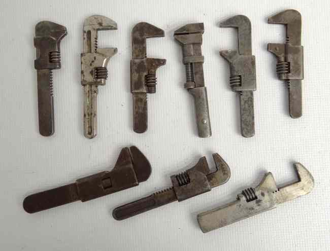 Appraisal: Collection of adjustable wrenches mostly unmarked Fair to good cond