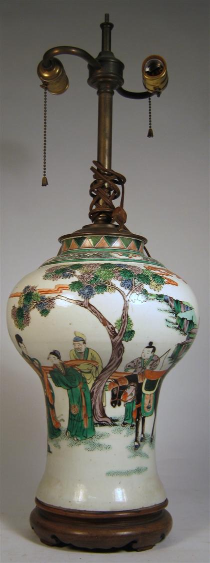 Appraisal: Chinese reduced famille verte porcelain yenyen vaseThe large vase with