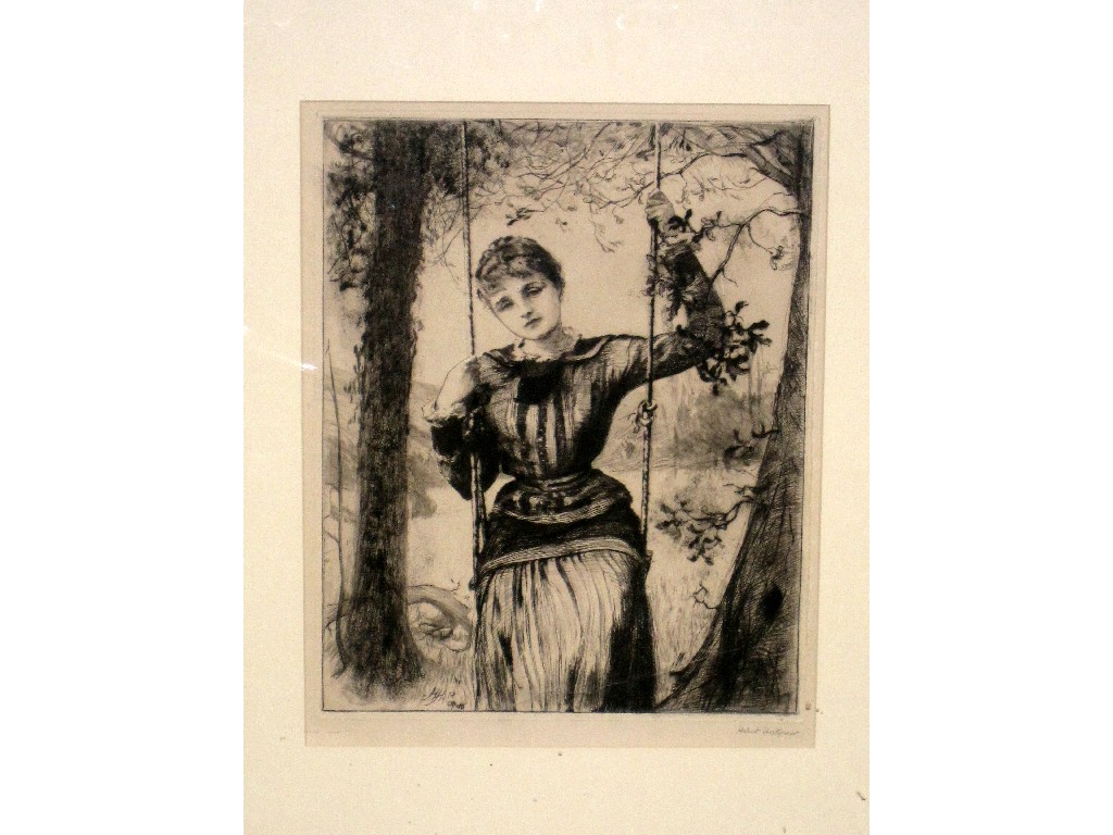 Appraisal: SIR HUBERT von HERKOMER RA RWS RE Engraving 'girl on