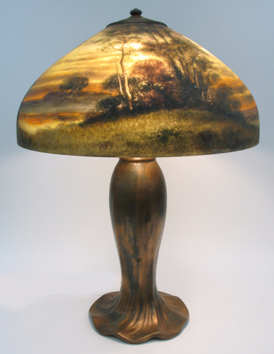 Appraisal: HANDEL TABLE LAMP The in diameter conical shade design no