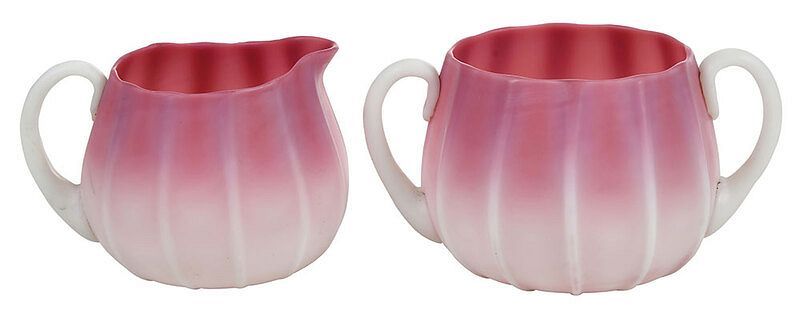 Appraisal: New England Peachblow Glass Sugar and Creamer attributed to New