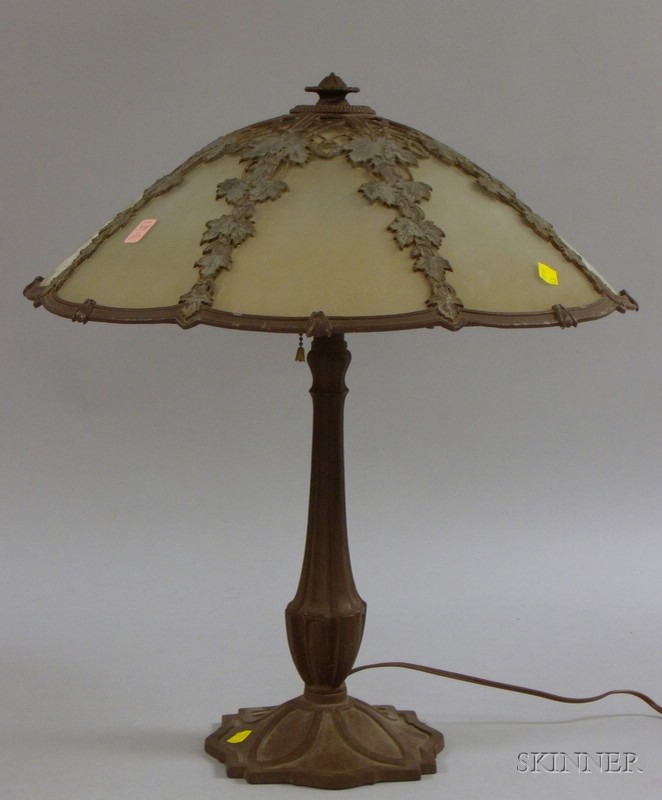 Appraisal: Bradley Hubbard Painted Cast Iron and Metal Table Lamp with