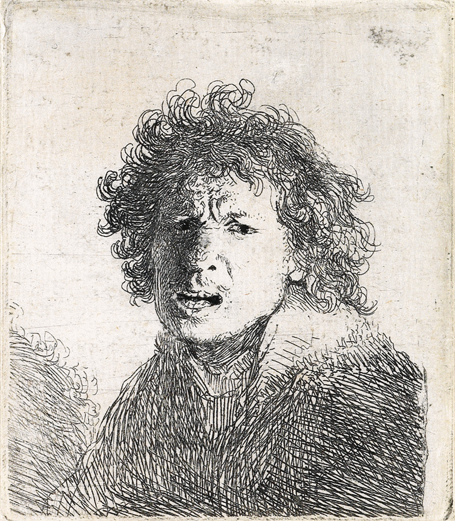 Appraisal: REMBRANDT VAN RIJN Self Portrait Open Mouthed as if Shouting