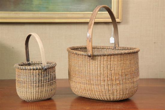 Appraisal: TWO NANTUCKET BASKETS Both with swing handles and h and