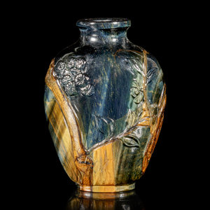 Appraisal: A Carved Tiger s Eye Snuff Bottle TH CENTURY of