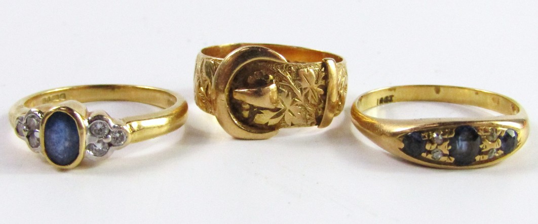 Appraisal: An ct gold belt and buckle ring size I g