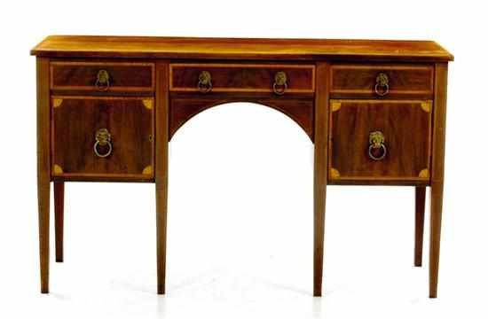 Appraisal: George III style inlaid mahogany sideboard circa banded rectangular top