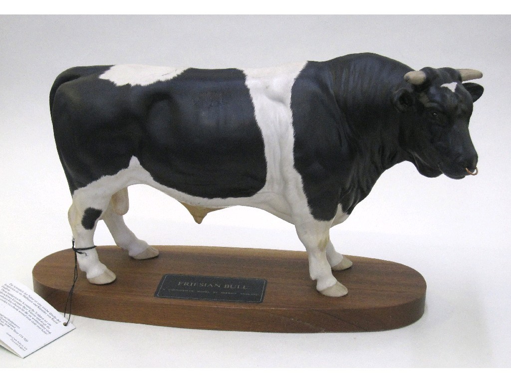 Appraisal: Beswick figure of a Friesian bull on wooden plinth model