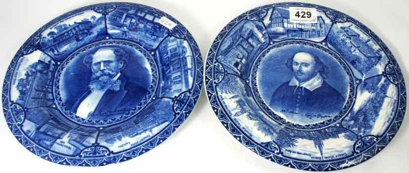 Appraisal: Pair of Opaque China Blue and White Portrait Dishes William