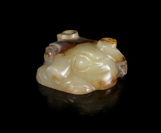 Appraisal: Sale Lot A Pale Celadon and Russet Jade Mask the