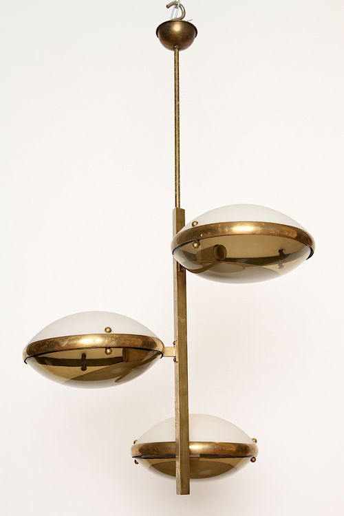 Appraisal: ITALIAN MID CENTURY MODERN BRASS GLASS CHANDELIER An Italian mid