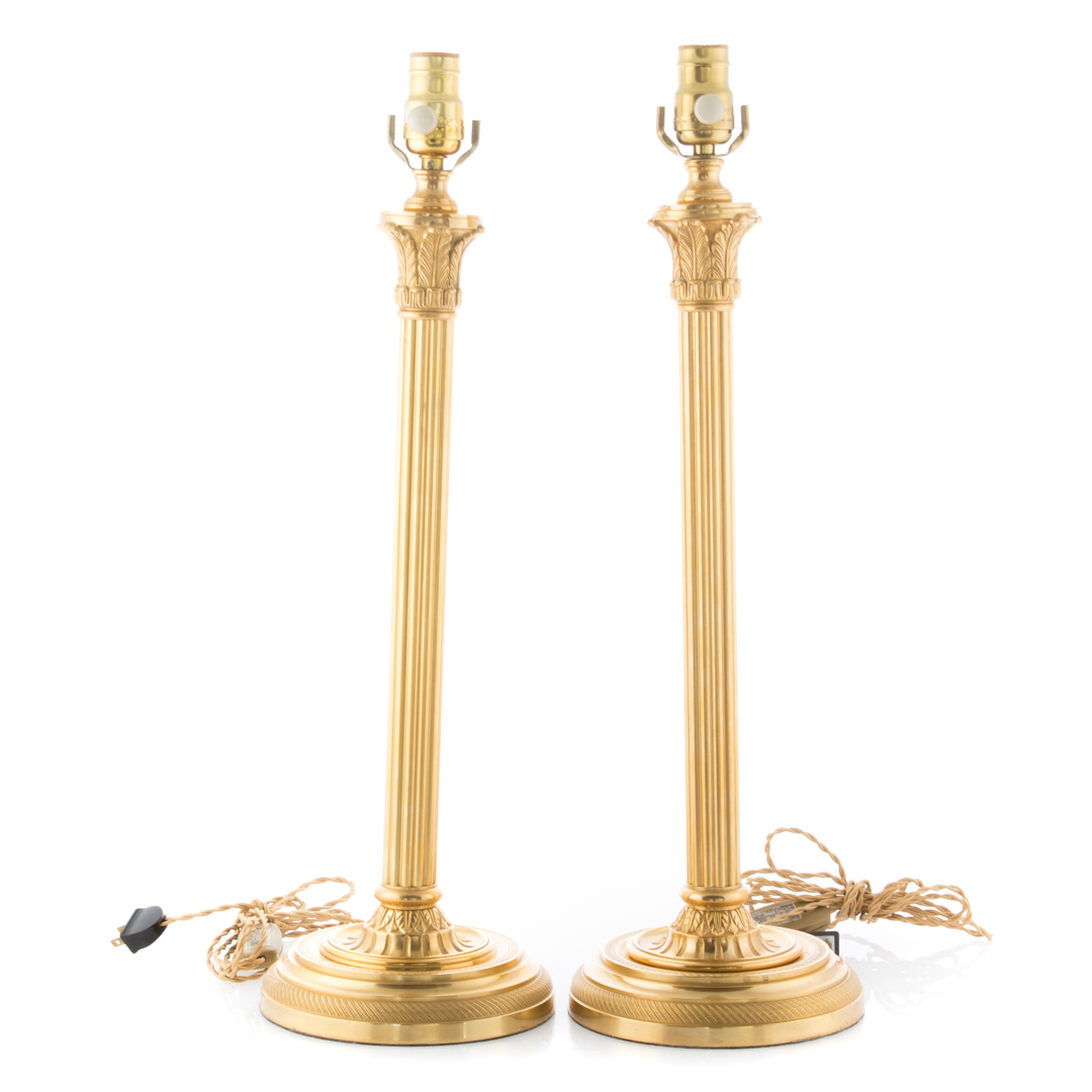 Appraisal: Pair of Empire style table lamps modeled as gilt-metal fluted