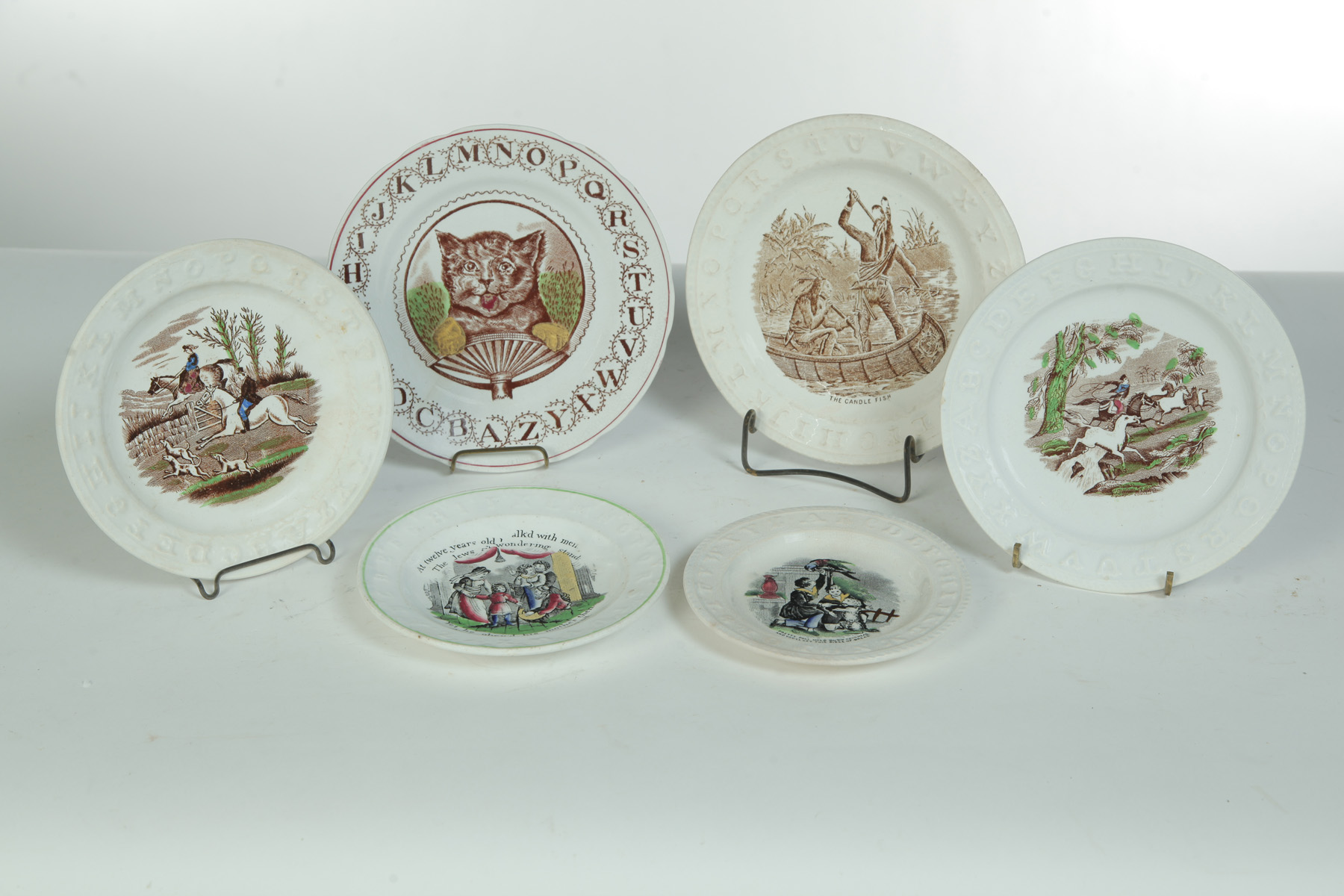 Appraisal: SIX CHILDRENS' ABC PLATES England nd half- th century All