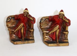 Appraisal: Kronheim Oldenbush Polychrome Bronze Dante bookends Vintage Kronheim Oldenbush Polychrome