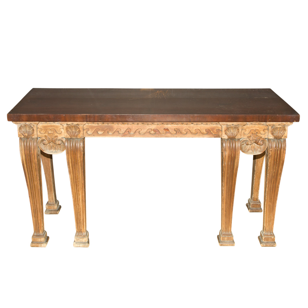 Appraisal: George II Pine and Mahogany Sideboard Table The rectangular top