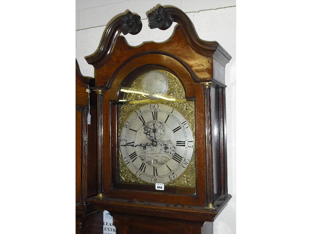 Appraisal: Scottish mahogany eight day longcase clock the brass arched dial