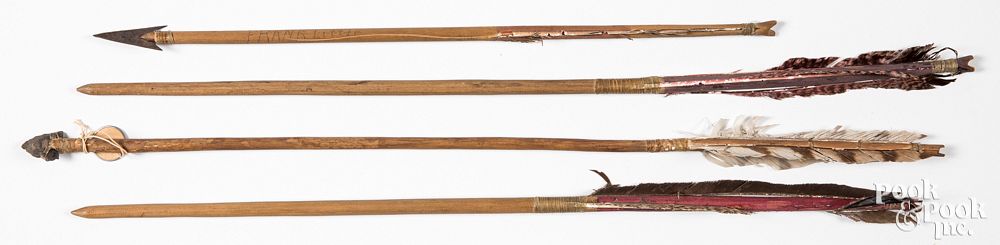 Appraisal: Four Native American Indian arrows Four Native American Indian arrows