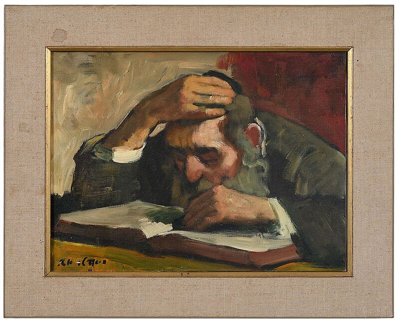 Appraisal: Continental School Israeli - Jewish Man Studying signed lower left