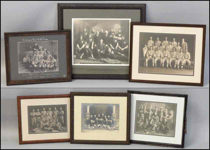 Appraisal: GROUP OF SIX VINTAGE BASEBALL CLUBS PHOTOGRAPHIC PRINTS Wenona Fire