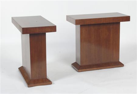 Appraisal: ART DECO PAIR OF STANDS S stained hardwood each with