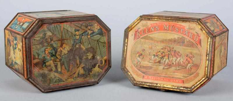 Appraisal: Keens Mustard Tins Includes one rugby tin with slight fading