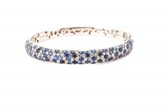 Appraisal: Effy Sterling Sapphire Splash Bangle Bracelet A sterling silver Sapphire