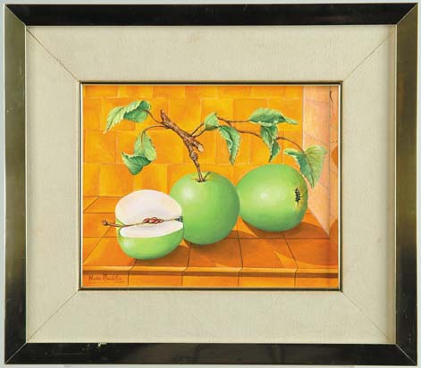 Appraisal: NADA MACKLIN American th Century GREEN APPLES Oil on canvas