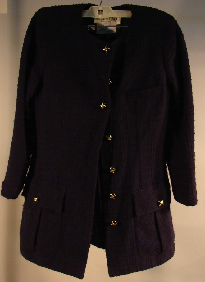 Appraisal: VALENTINO skirt suit Wool and Polyester blend textured navy Size