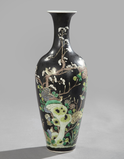 Appraisal: Kuang Hsu Famille Noire Porcelain Vase fourth quarter th century