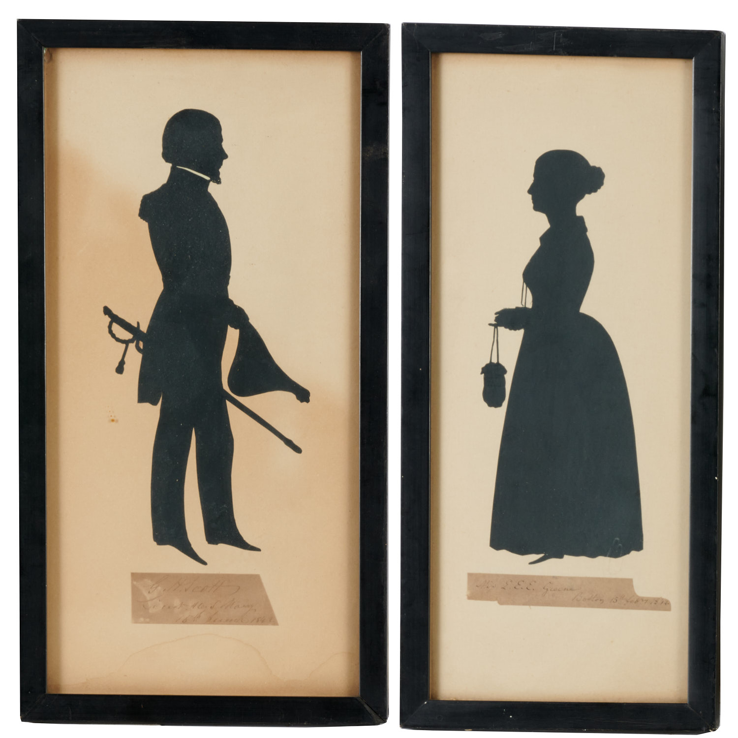 Appraisal: AUGUSTE EDOUART PAIR OF SILHOUETTES Auguste Edouart French - Miss