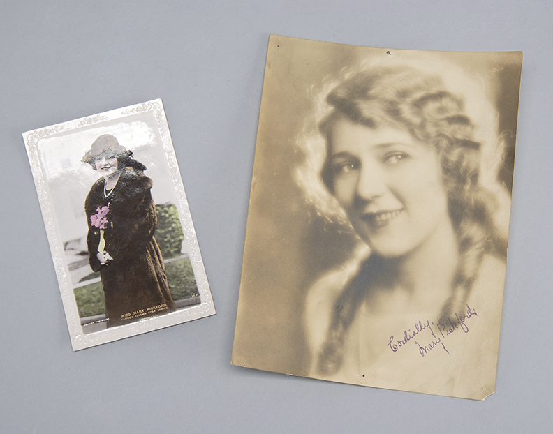 Appraisal: MARY PICKFORD AUTOGRAPHED BROWN AND WHITE MATTE PHOTOGRAPH Together with