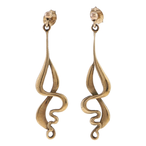 Appraisal: A pair of ct gold openwork earrings in Art Nouveau