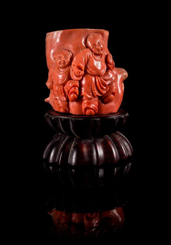 Appraisal: Sale Lot A Small Coral Carving of tree trunk form