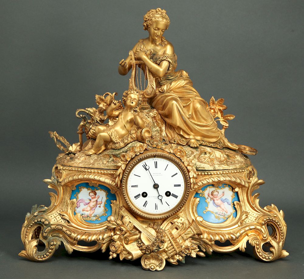 Appraisal: C Detouche Japy Freres Gilt Bronze Mantel Clock Constantin-Louis Detouche