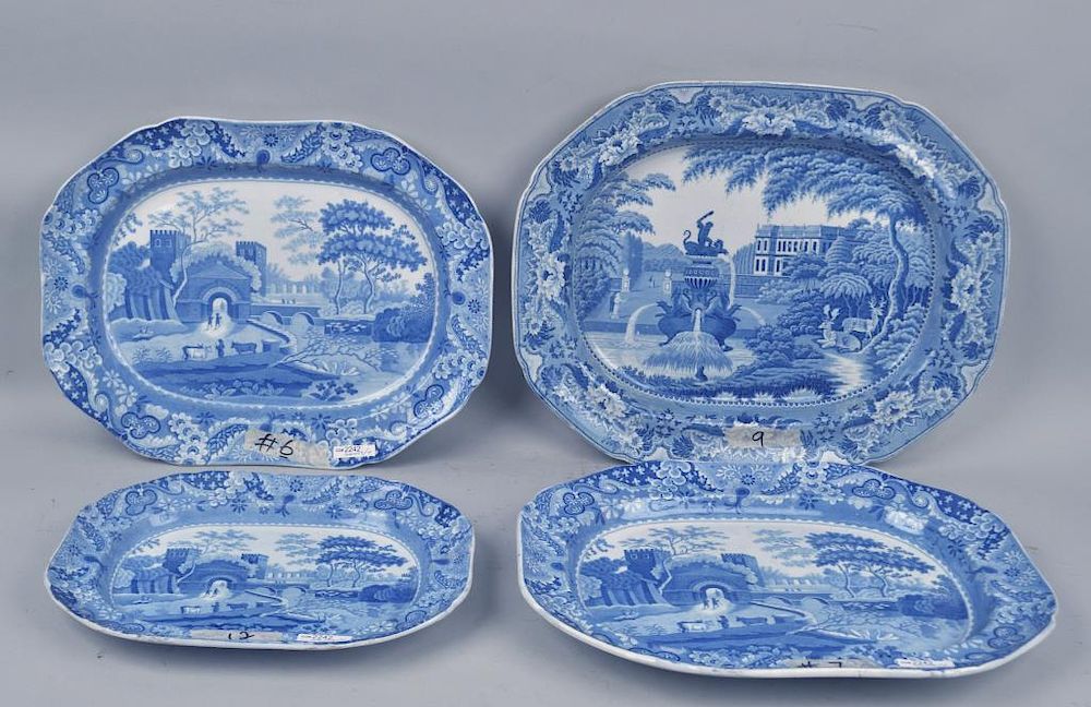 Appraisal: Four English Staffordshire B W Platters including three Spode in