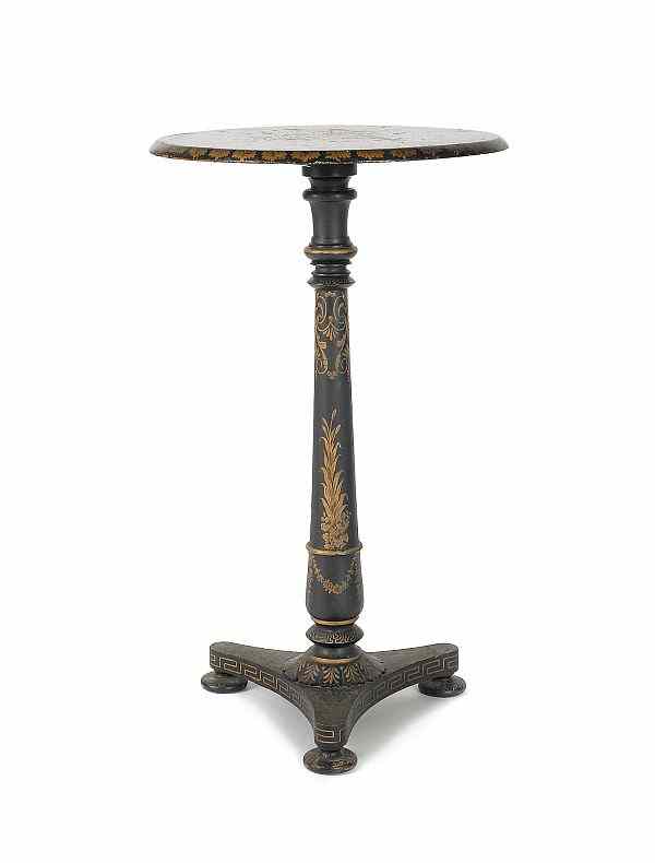 Appraisal: Continental ebonized and faux marble candlestand ca h dia