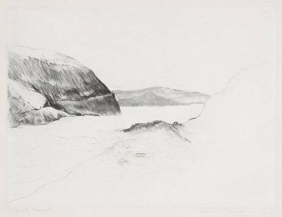 Appraisal: David FinkbeinerThree prints Untitled landscape with chine coll Roulette drypoint