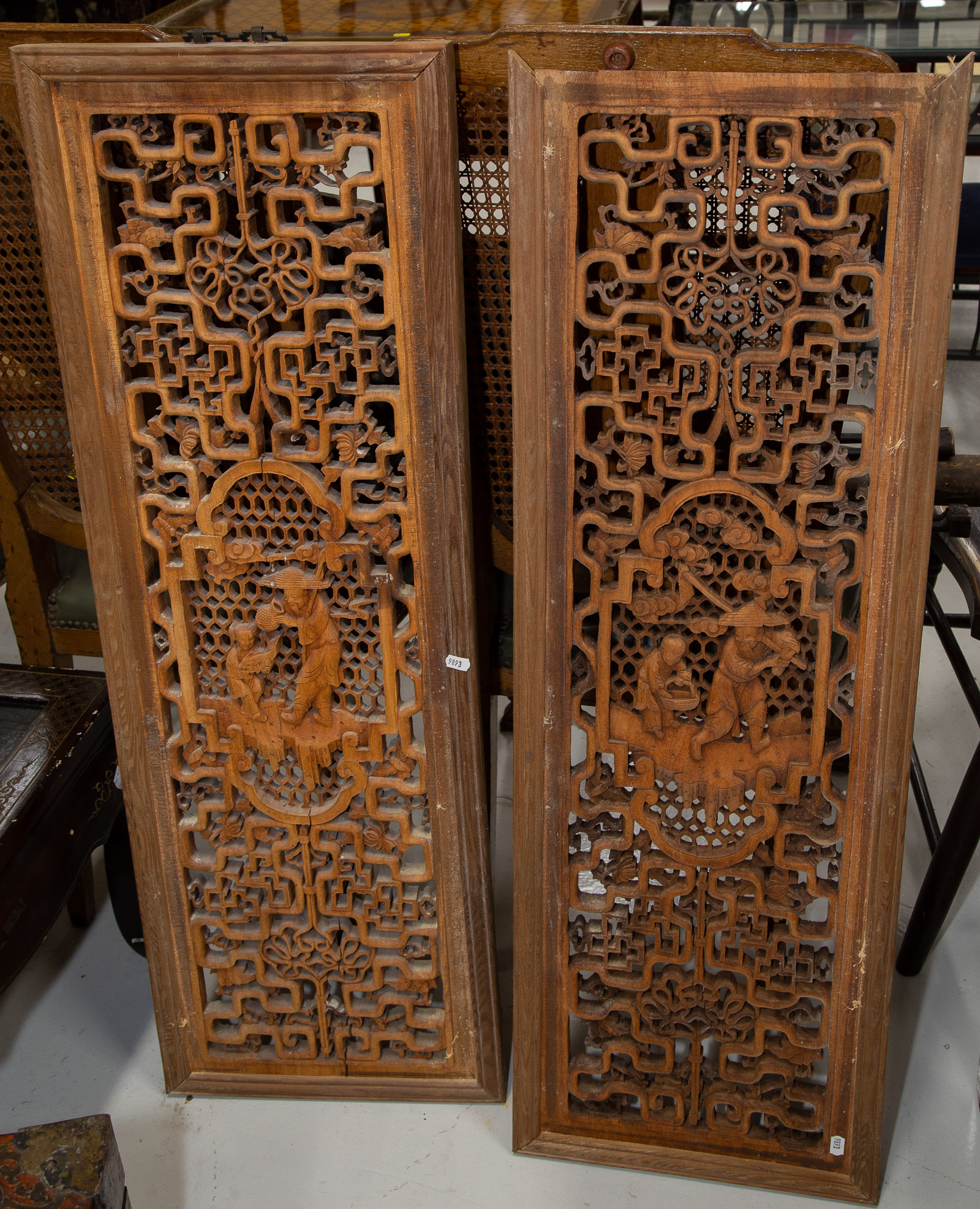 Appraisal: TIBETAN LEATHER COVERED TRUNK A PAIR OF CHINESE WOODEN PANELS