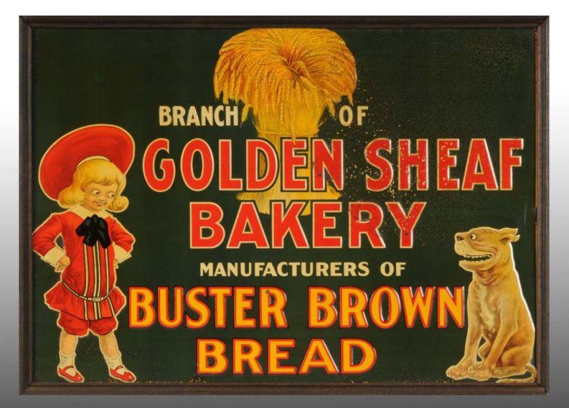 Appraisal: Embossed Tin Buster Brown Bread Sign Description s A number