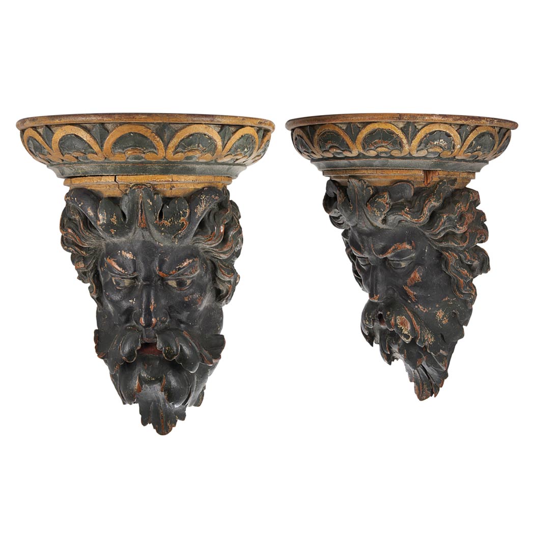 Appraisal: Pair of Northern European Painted Wall Brackets th Century Each