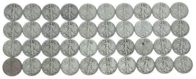 Appraisal: lot of U S Walking Liberty half dollars S D