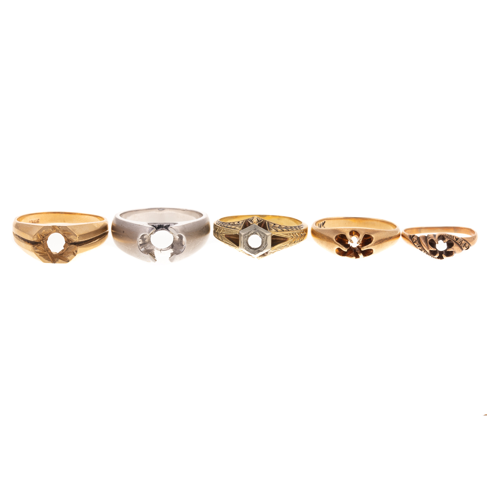 Appraisal: AN ASSORTMENT OF K GOLD SEMI-MOUNTS K white gold mm