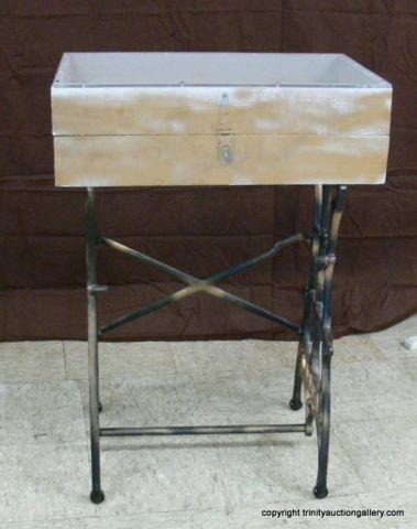 Appraisal: White Sewing Machine Base w Display Cabinet Atop - very