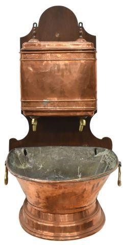 Appraisal: French Provincial wall-mounted copper and brass lavabo late th c